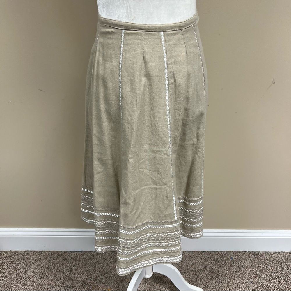 B Moss Elegant Tan ankle length linen skirt Size 2